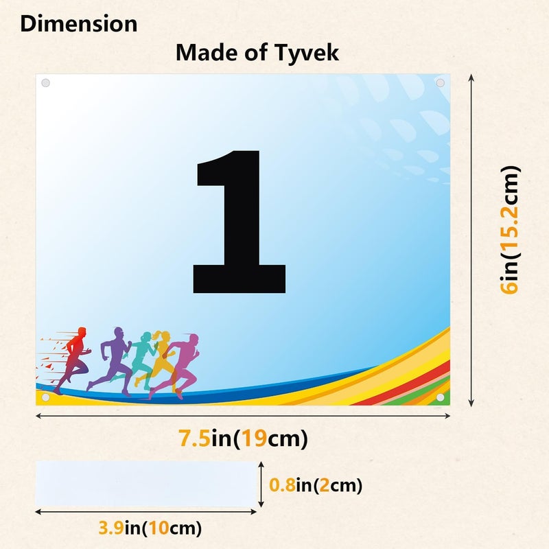 UISKOOPW Tyvek Race Bibs Running Numbers Bibs with Race Bib Tape Instead Pins Track Bib Numbers for Tryouts Racing Bibs Audition Numbers for Marathon Runners Events Sports Games - Image 2